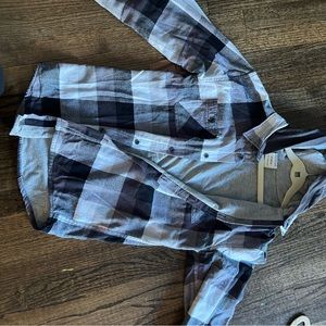 Flannel hoodie- soft tee shirt material inside -like new never worn